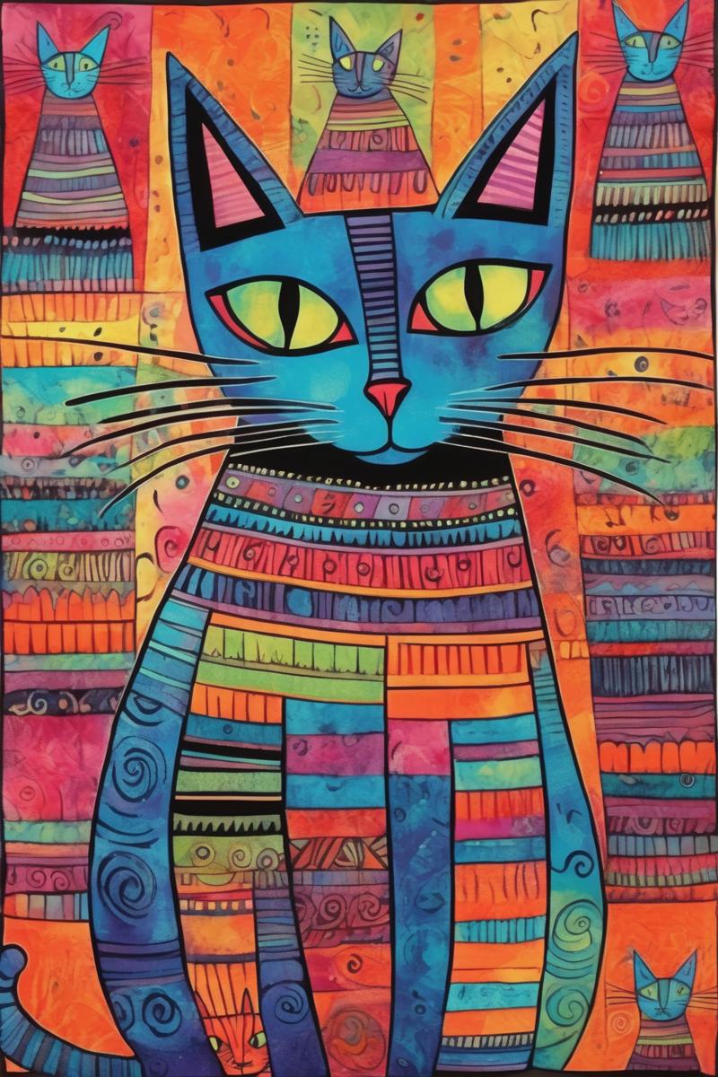 00222-2075815923-_lora_Laurel Burch Style_1_Laurel Burch Style - whimsical cat doodle mashup batik vibrant bauhaus.png